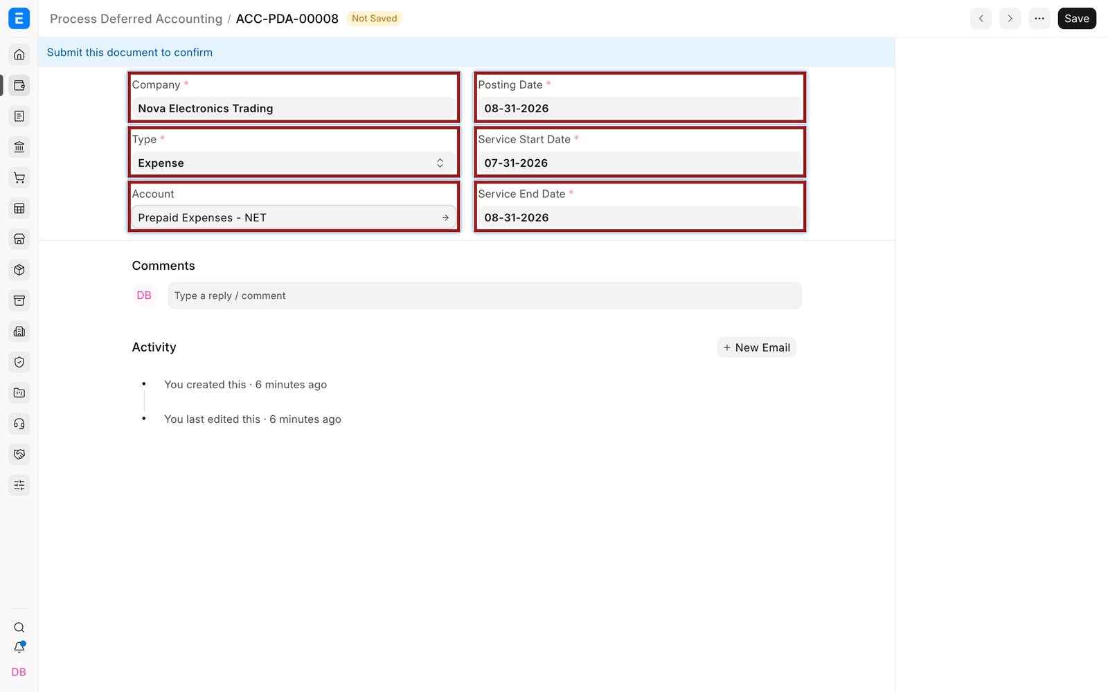 Manual deferred-expense processing run