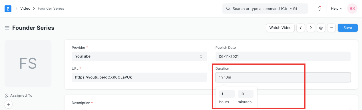 Field Type Duration