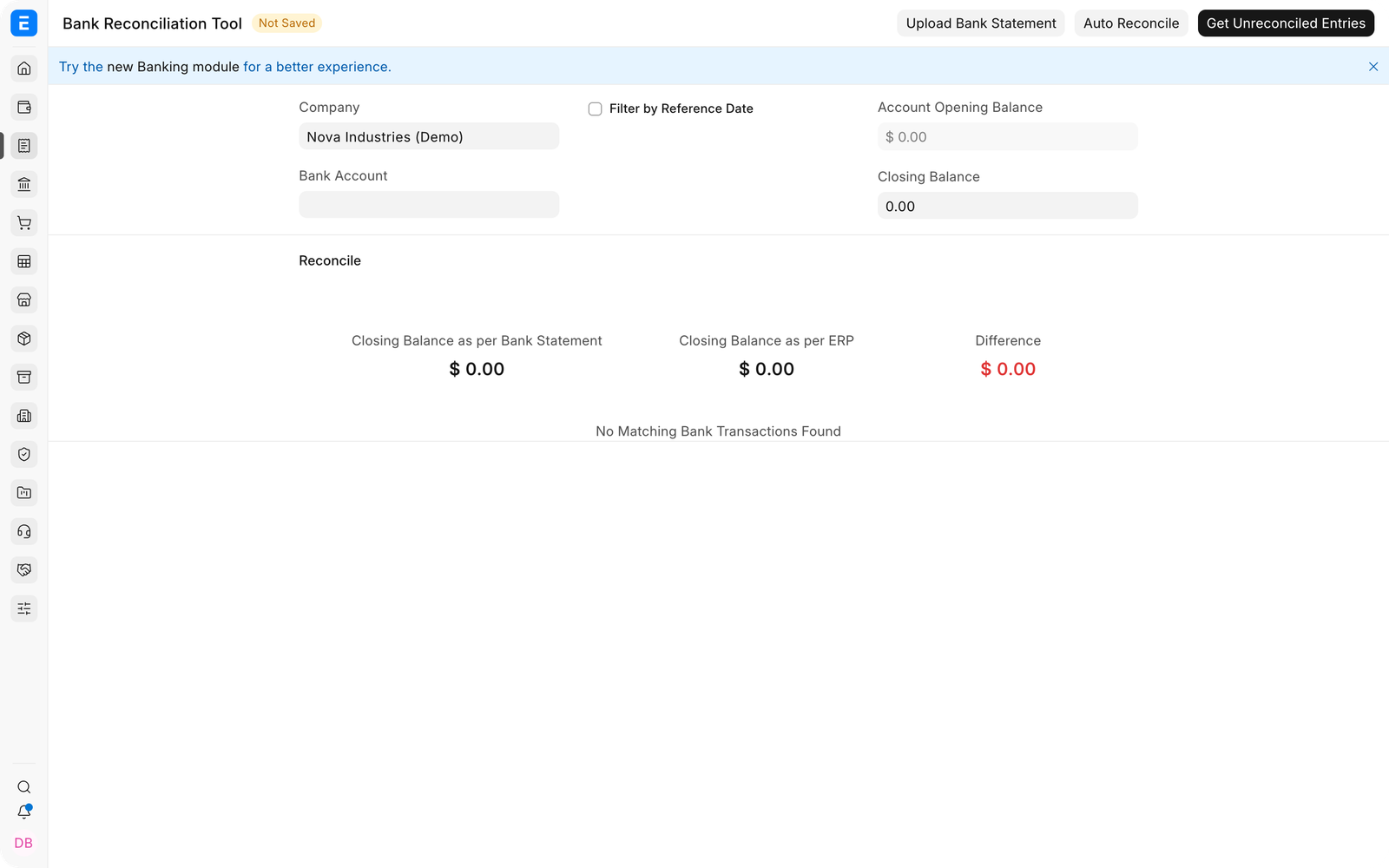 Bank Reconciliation in EnigmaERP