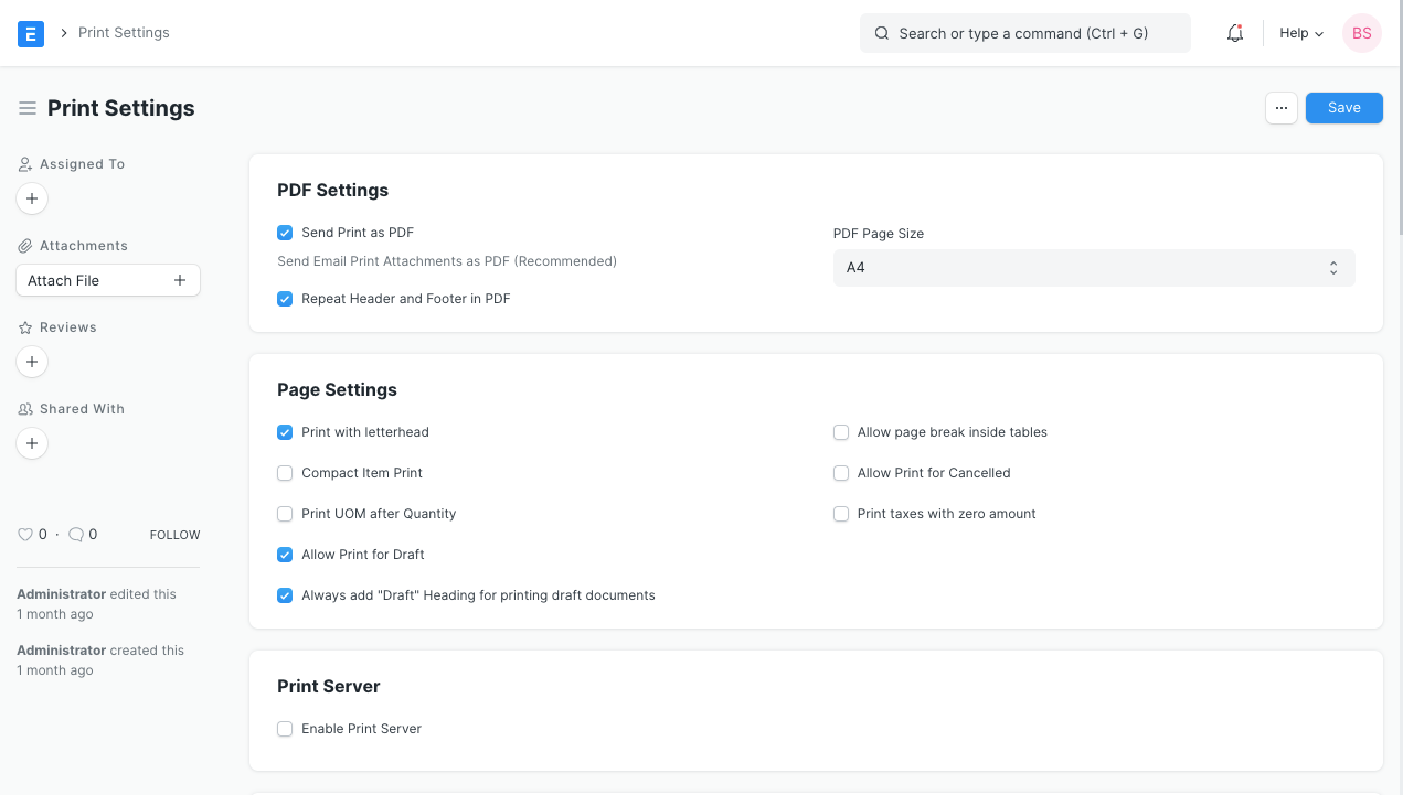 Print Settings