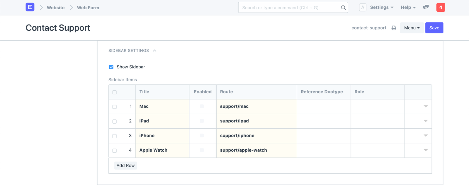 Web Form Sidebar
